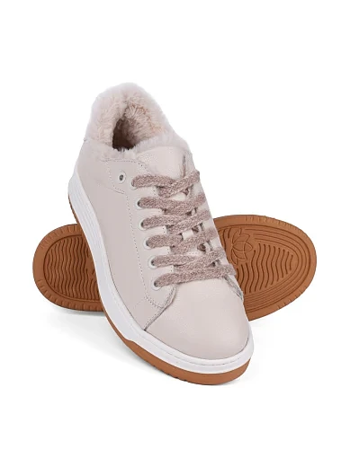 Жіночі кеди Attizzare шкіряні рисового кольору (24KA-951-3) - фото 2 - Miraton