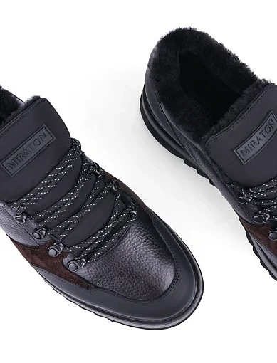 Чоловічі туфлі MIRATON шкіряні чорні з підкладкою з натурального хутра - фото 5 - Miraton