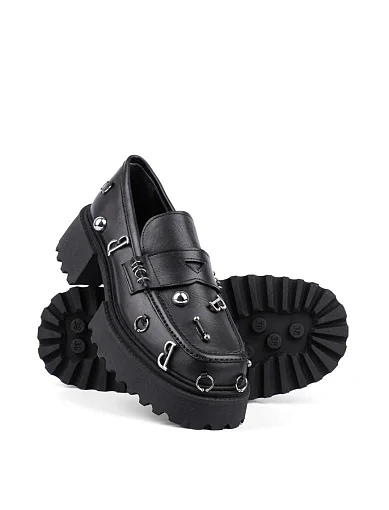 Жіночі туфлі лофери Attizzare шкіряні чорні (335-01) - фото 3 - Miraton