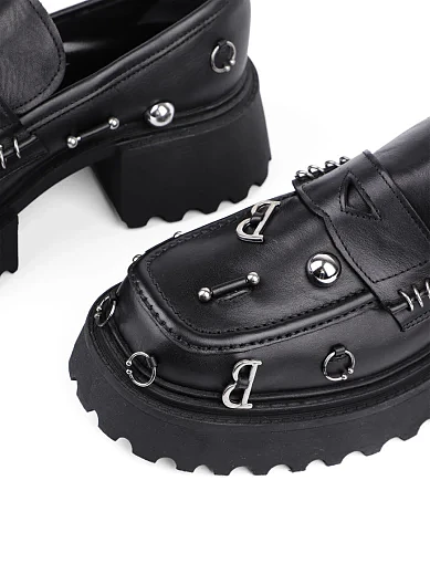 Жіночі туфлі лофери Attizzare шкіряні чорні (335-01) - фото 6 - Miraton