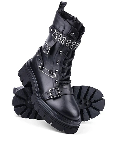 Жіночі черевики Attizzare шкіряні чорні з підкладкою з байки (1242-03) - фото 2 - Miraton