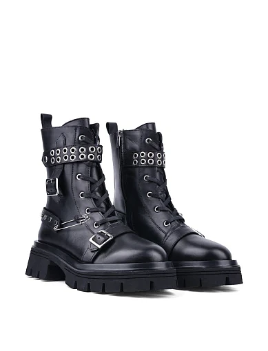 Жіночі черевики Attizzare шкіряні чорні з підкладкою з байки (1242-03) - фото 3 - Miraton