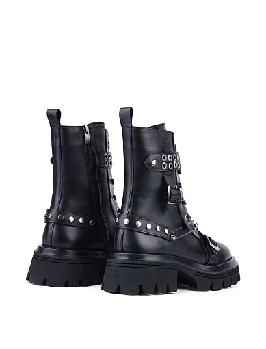 Жіночі черевики Attizzare шкіряні чорні з підкладкою з байки (1242-03) - фото 4 - Miraton