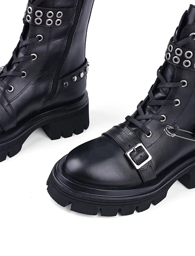 Жіночі черевики Attizzare шкіряні чорні з підкладкою з байки (1242-03) - фото 5 - Miraton