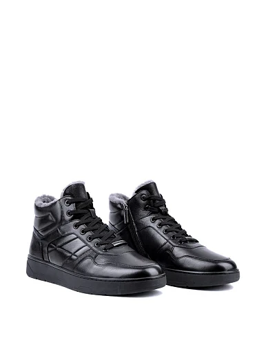 Чоловічі черевики Miguel Miratez шкіряні чорні з підкладкою з натурального хутра - фото 3 - Miraton