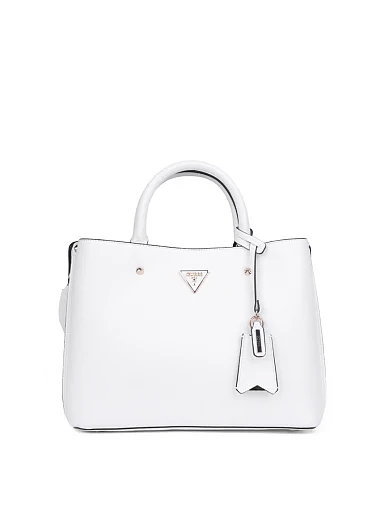 Жіноча сумка тоут Guess з екошкіри рисового кольору з брелоком фото 1