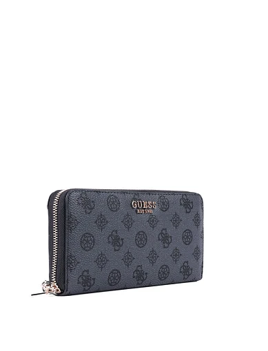 Жіночий гаманець Guess з екошкіри сірий з брендовим лого - фото 2 - Miraton