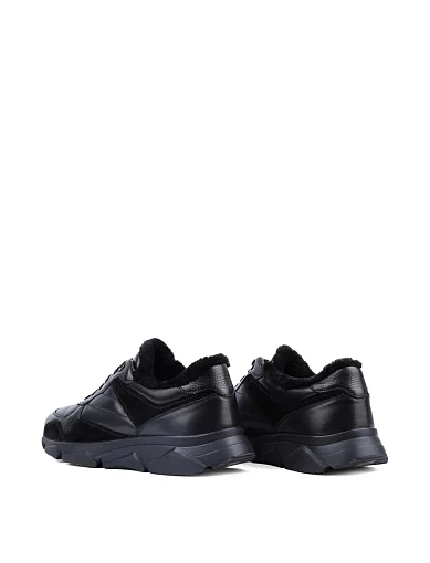 Чоловічі кросівки MIRATON шкіряні чорні з підкладкою з натурального хутра - фото 4 - Miraton