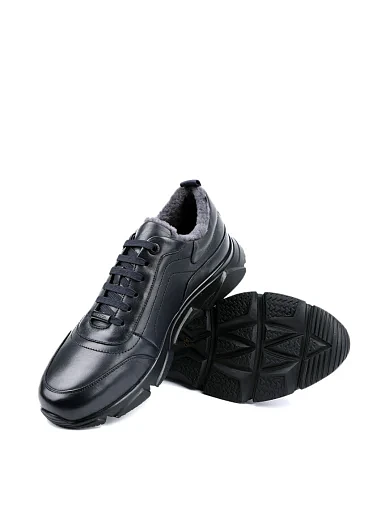 Чоловічі кросівки MIRATON шкіряні сині з підкладкою з натурального хутра - фото 2 - Miraton