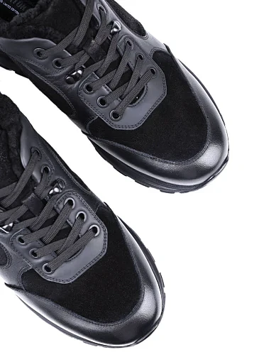 Чоловічі кросівки MIRATON замшеві чорні з підкладкою з натурального хутра - фото 5 - Miraton