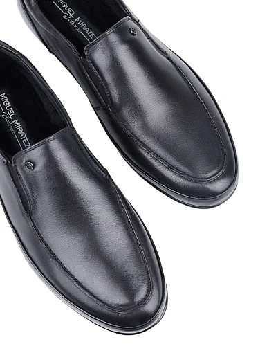 Чоловічі туфлі Miguel Miratez шкіряні чорні з підкладкою з натурального хутра - фото 5 - Miraton