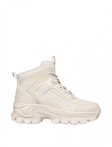 Женские ботинки Skechers Hi-Ryze кожаные бежевые с подкладкой из текстиля фото 1