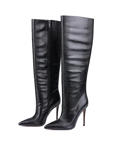 Жіночі чоботи MiaMay шкіряні чорні на високій шпильці (MA687D16-12-1) - фото 3 - Miraton