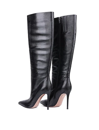 Жіночі чоботи MiaMay шкіряні чорні на високій шпильці (MA687D16-12-1) - фото 4 - Miraton