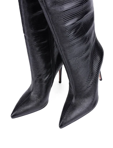 Жіночі чоботи MiaMay шкіряні чорні на високій шпильці (MA687D16-12-1) - фото 5 - Miraton