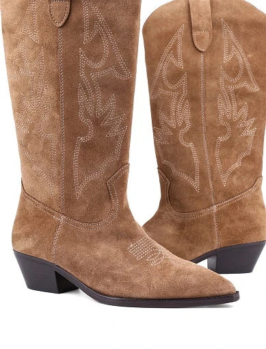 Жіночі черевики MIRATON велюрові бежеві з підкладкою з байки (JR004-93) - фото 2 - Miraton