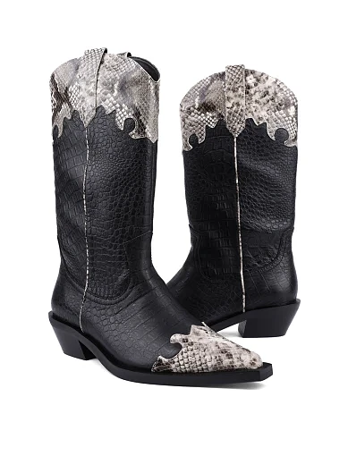 Жіночі черевики MIRATON шкіряні чорні з підкладкою з байки (JR1056-5) - фото 2 - Miraton