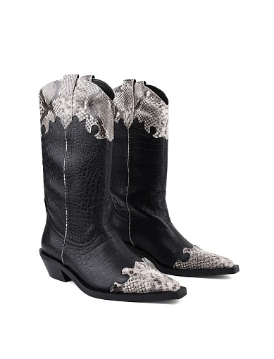 Жіночі черевики MIRATON шкіряні чорні з підкладкою з байки (JR1056-5) - фото 3 - Miraton