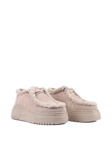 Жіночі кеди MIRATON велюрові бежеві з підкладкою з натурального хутра (JR1110-2) - фото 3 - Miraton