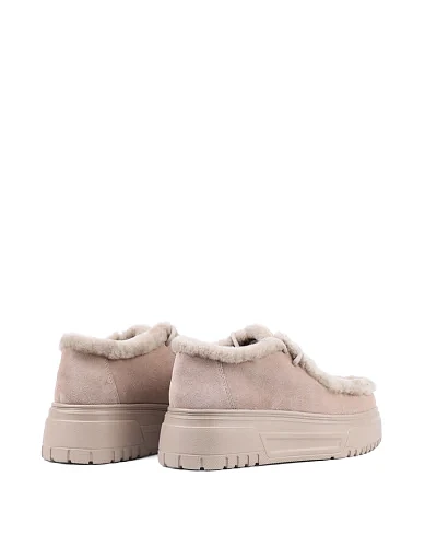 Жіночі кеди MIRATON велюрові бежеві з підкладкою з натурального хутра (JR1110-2) - фото 4 - Miraton