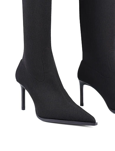 Жіночі ботфорти MIRATON тканинні чорні з підкладкою з байки (JR1117-1A) - фото 2 - Miraton