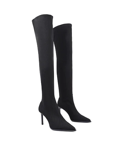 Жіночі ботфорти MIRATON тканинні чорні з підкладкою з байки (JR1117-1A) - фото 3 - Miraton