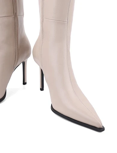 Жіночі чоботи MIRATON шкіряні рисового кольору з підкладкою з байки (JR1117-5) - фото 2 - Miraton