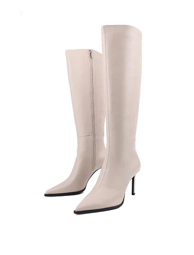 Жіночі чоботи MIRATON шкіряні рисового кольору з підкладкою з байки (JR1117-5) - фото 3 - Miraton