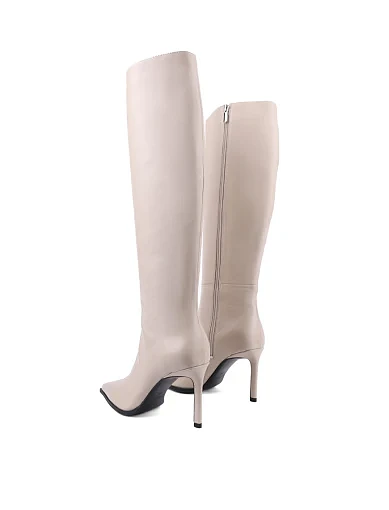 Жіночі чоботи MIRATON шкіряні рисового кольору з підкладкою з байки (JR1117-5) - фото 4 - Miraton