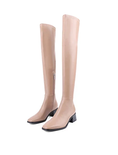 Жіночі ботфорти MIRATON шкіряні бежеві з підкладкою з натуральної шкіри (JR1133-2) - фото 3 - Miraton