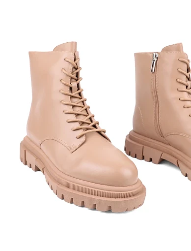 Жіночі черевики Attizzare шкіряні бежеві з підкладкою з натурального хутра (JR1136-1) - фото 2 - Miraton