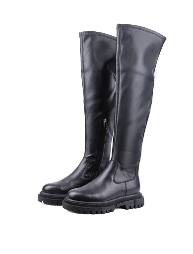 Жіночі ботфорти Attizzare шкіряні чорні з підкладкою з натурального хутра (JR1136-8) - фото 3 - Miraton