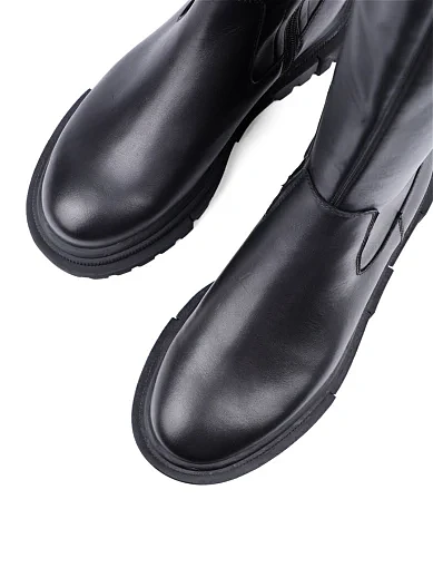 Жіночі ботфорти Attizzare шкіряні чорні з підкладкою з натурального хутра (JR1136-8) - фото 5 - Miraton