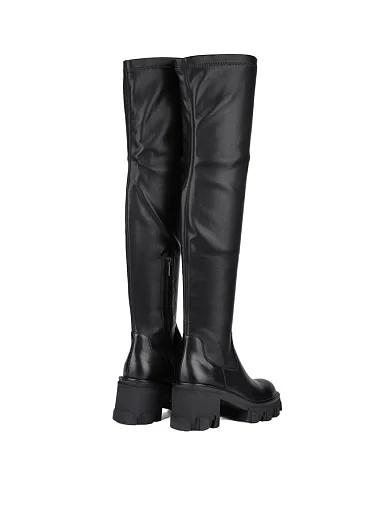 Жіночі ботфорти MIRATON шкіряні чорні з підкладкою з натурального хутра (JR896-2) - фото 4 - Miraton