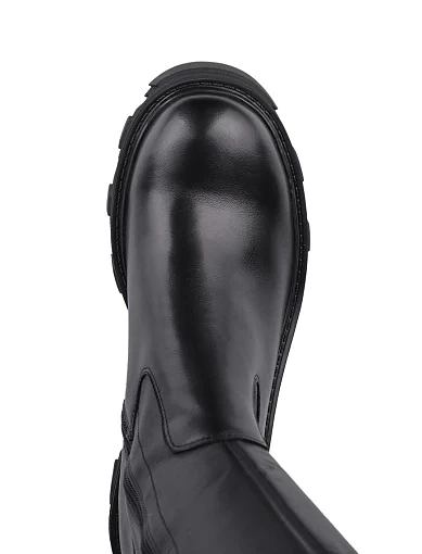 Жіночі ботфорти MIRATON шкіряні чорні з підкладкою з натурального хутра (JR896-2) - фото 5 - Miraton