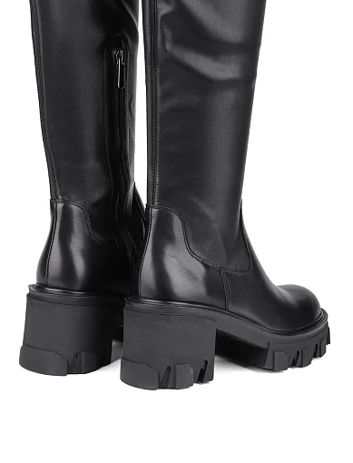 Жіночі ботфорти MIRATON шкіряні чорні з підкладкою з натурального хутра (JR896-2) - фото 6 - Miraton