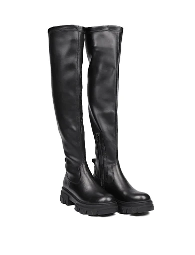 Жіночі ботфорти Attizzare шкіряні чорні з підкладкою зі штучного хутра (VF1483-8) - фото 2 - Miraton