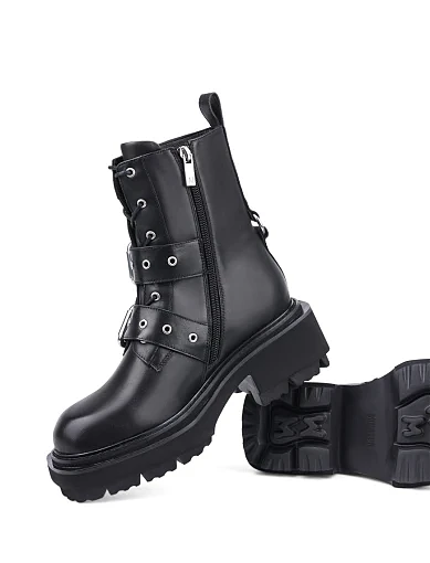 Жіночі черевики MIRATON шкіряні чорні з підкладкою з байки (6285-08-1) - фото 2 - Miraton