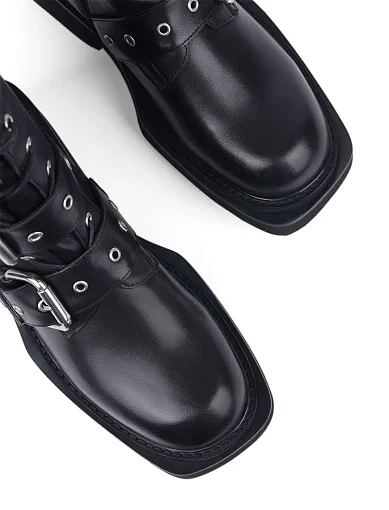 Жіночі черевики MIRATON шкіряні чорні з підкладкою з байки (6285-08-1) - фото 5 - Miraton