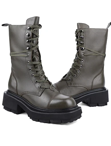 Жіночі черевики MIRATON шкіряні зелені з підкладкою з байки (6285-502-1) - фото 2 - Miraton