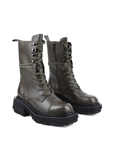 Жіночі черевики MIRATON шкіряні зелені з підкладкою з байки (6285-502-1) - фото 3 - Miraton