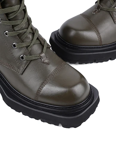 Жіночі черевики MIRATON шкіряні зелені з підкладкою з байки (6285-502-1) - фото 5 - Miraton