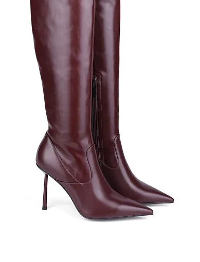 Жіночі ботфорти MIRATON шкіряні бордові з підкладкою з байки (697226R-501) - фото 3 - Miraton