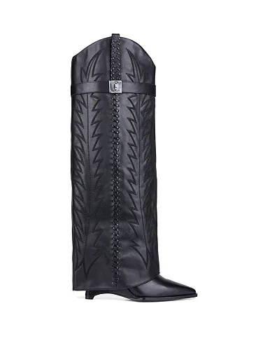 Жіночі чоботи MIRATON шкіряні чорні з підкладкою з байки (6975-05-2) - фото 2 - Miraton