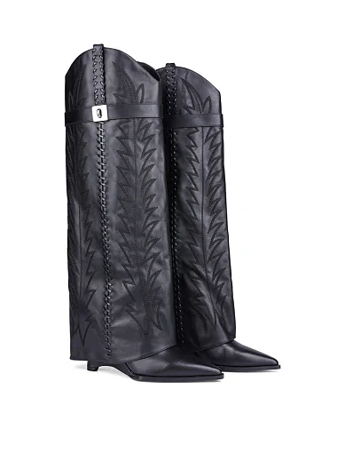 Жіночі чоботи MIRATON шкіряні чорні з підкладкою з байки (6975-05-2) - фото 3 - Miraton