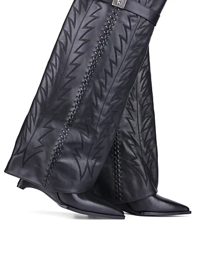 Жіночі чоботи MIRATON шкіряні чорні з підкладкою з байки (6975-05-2) - фото 4 - Miraton