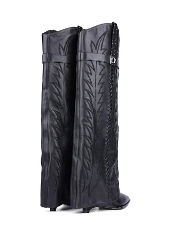 Жіночі чоботи MIRATON шкіряні чорні з підкладкою з байки (6975-05-2) - фото 5 - Miraton