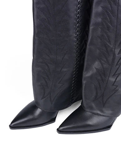 Жіночі чоботи MIRATON шкіряні чорні з підкладкою з байки (6975-05-2) - фото 6 - Miraton