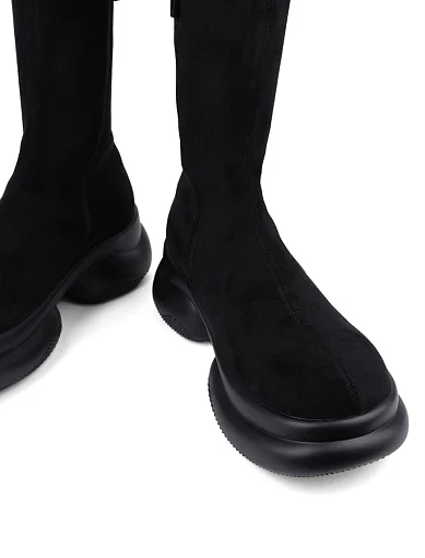 Жіночі ботфорти MIRATON велюрові чорні з підкладкою з байки (G030-04) - фото 2 - Miraton