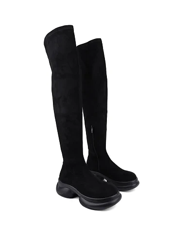 Жіночі ботфорти MIRATON велюрові чорні з підкладкою з байки (G030-04) - фото 4 - Miraton